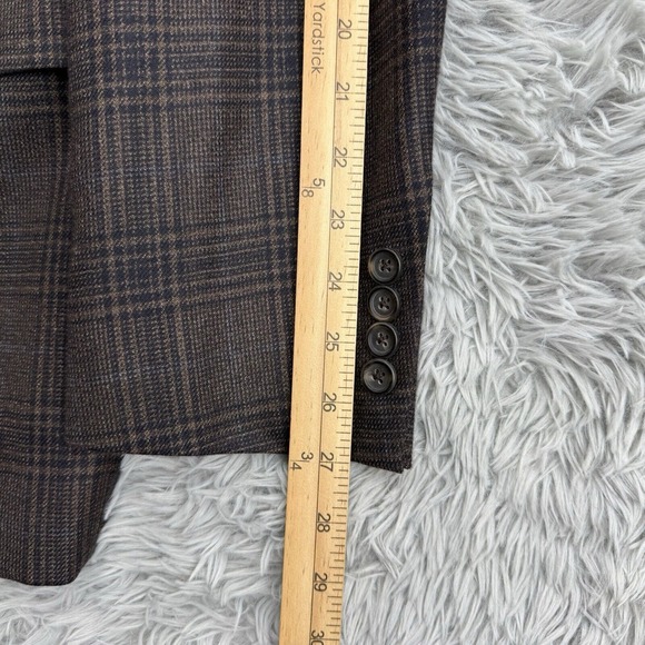 Hart Schaffner Marx Loro Piana Blazer Men's 46L Brown Tartan Plaid 100% Cashmere - Picture 6 of 12